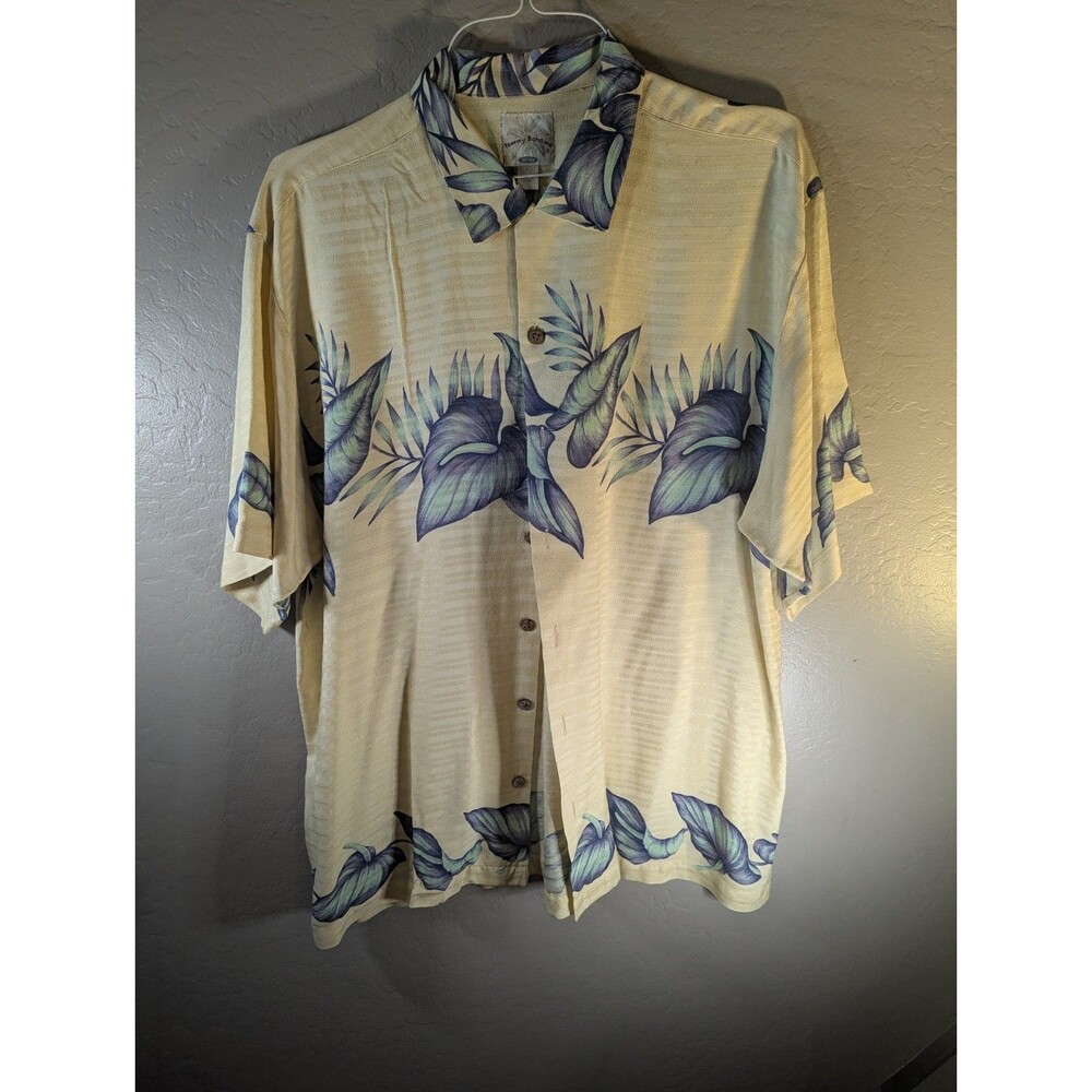 Tommy Bahama Camp Shirt Vintage Sz L 100% Silk Mens Casual Resortwear